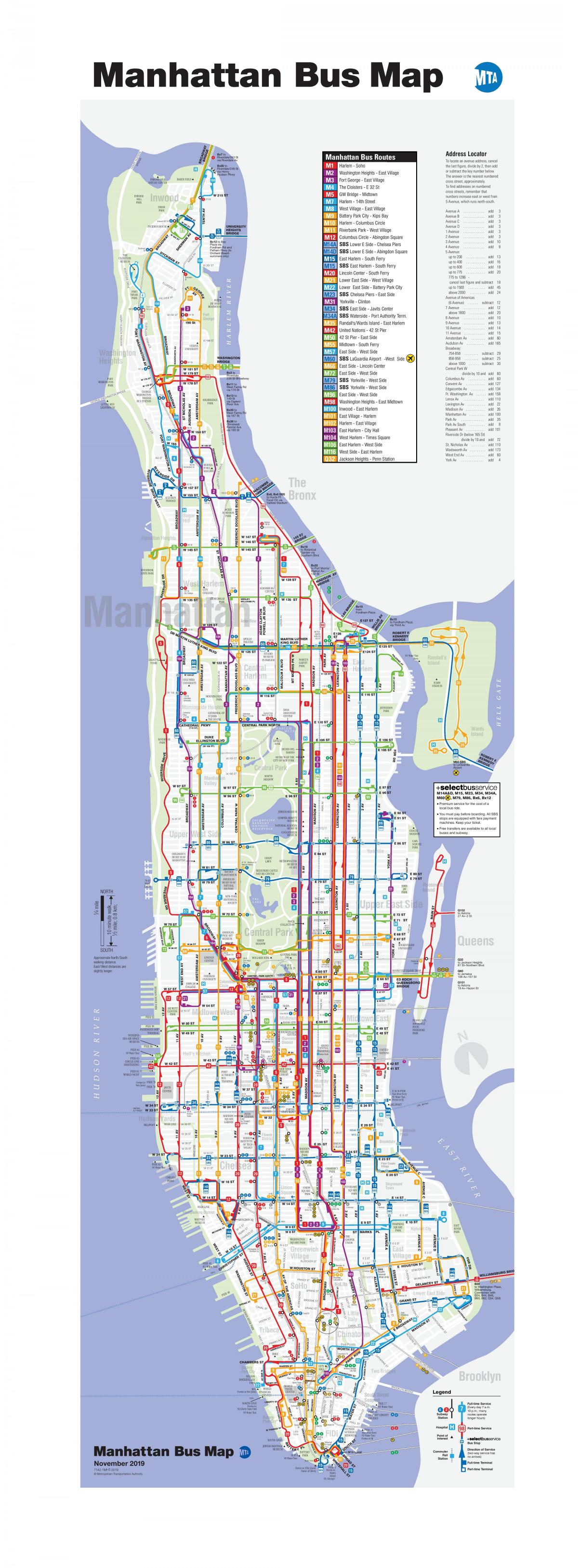 MTA autobus trasę na mapie