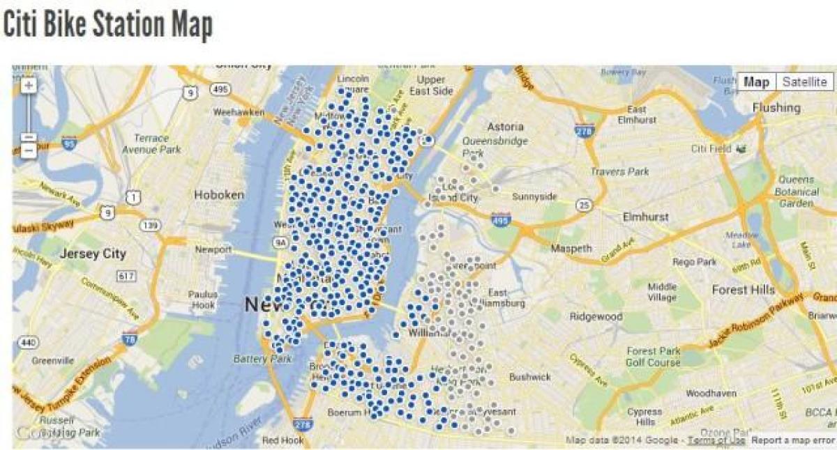 City Bike mapie Nowego Jorku