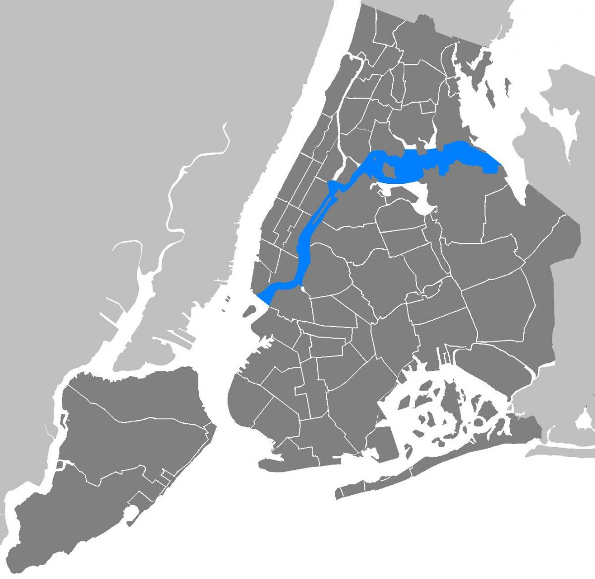 East River w Nowym Jorku mapie