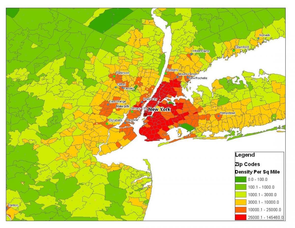 Mapa Nowy Jork ludność