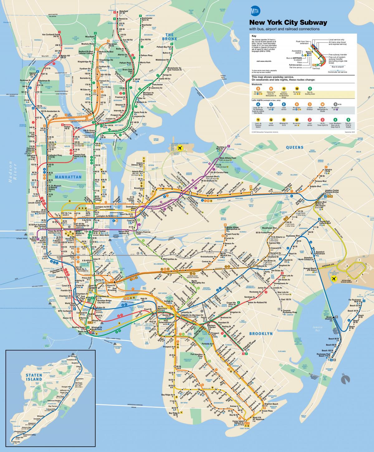 mapa systemu metra w Nowym Jorku