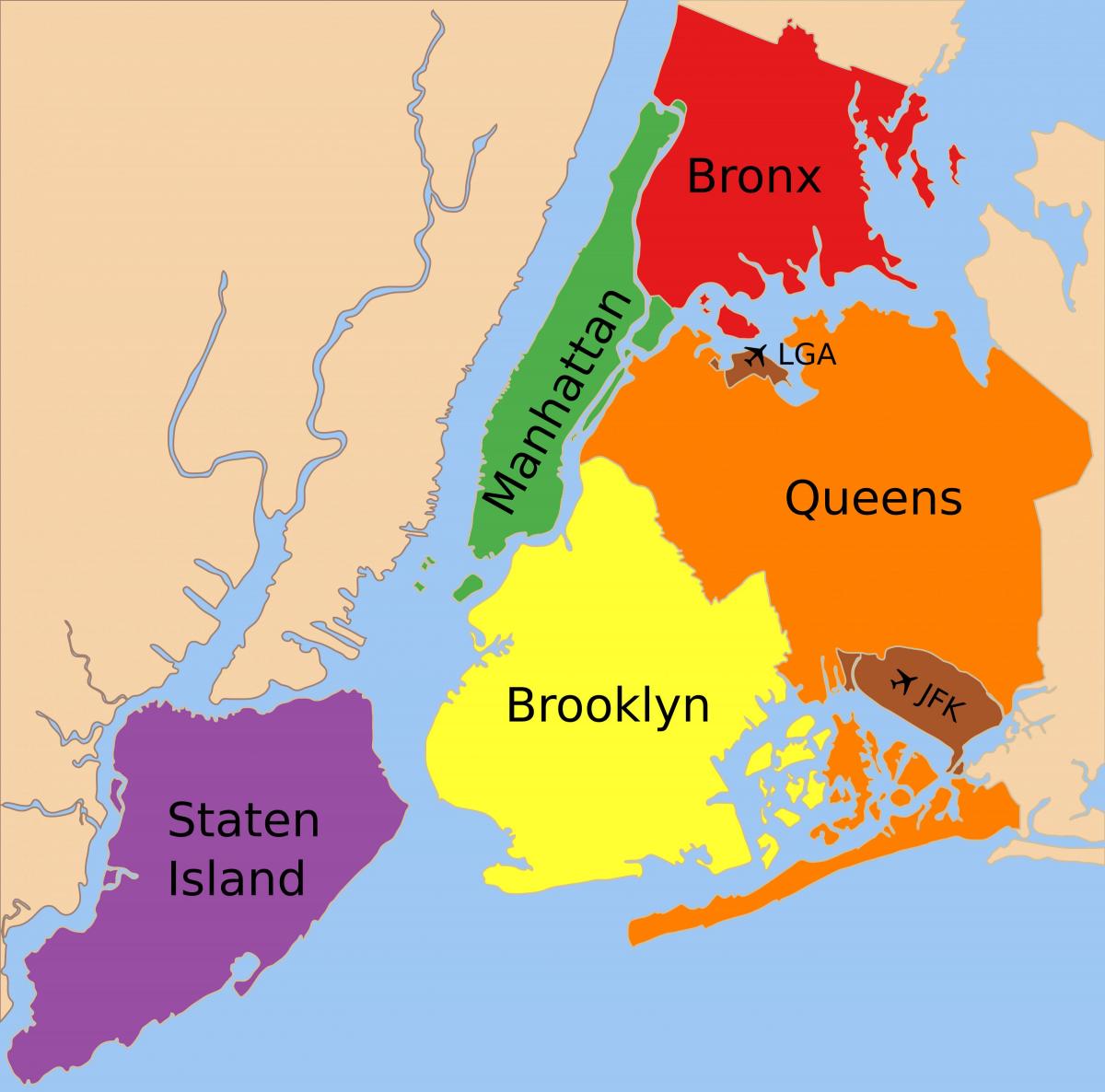 mapę z pięciu dzielnic Nowego Jorku