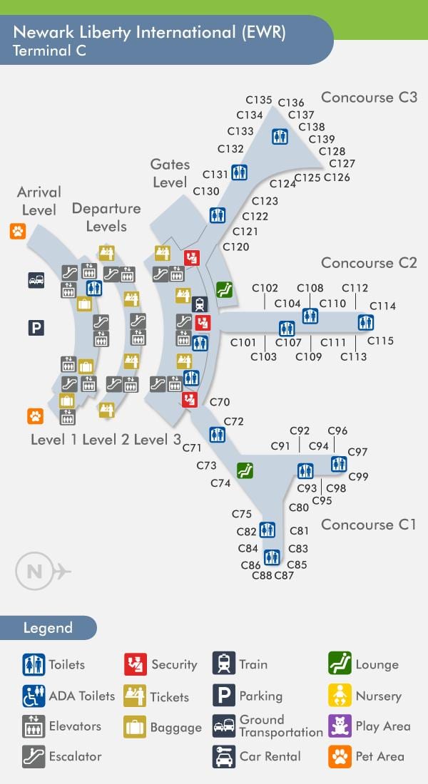 mapa Newark terminal "C"
