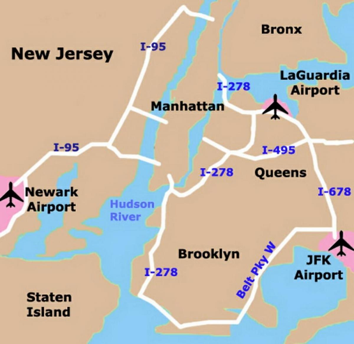 Nowych lotnisk Jork mapa