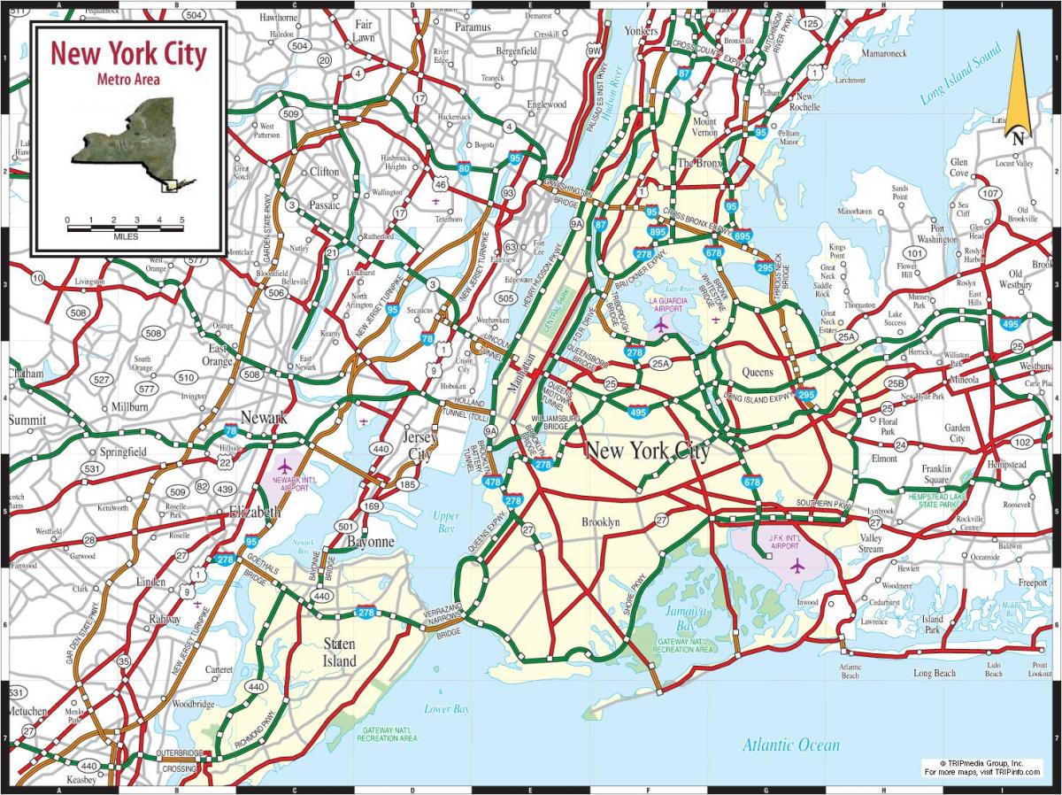 Nowy Jork drogach mapie