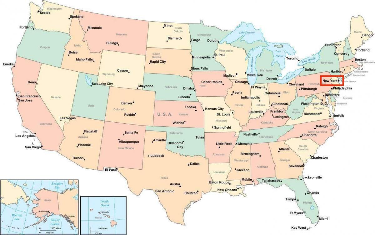 Nowy Jork na mapie USA