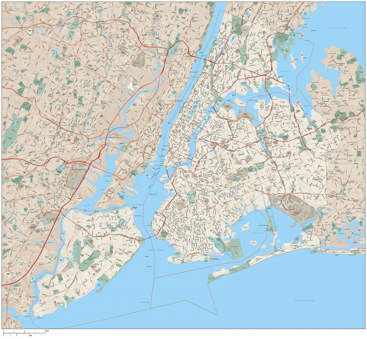 szczegółowa mapa Nowy Jork