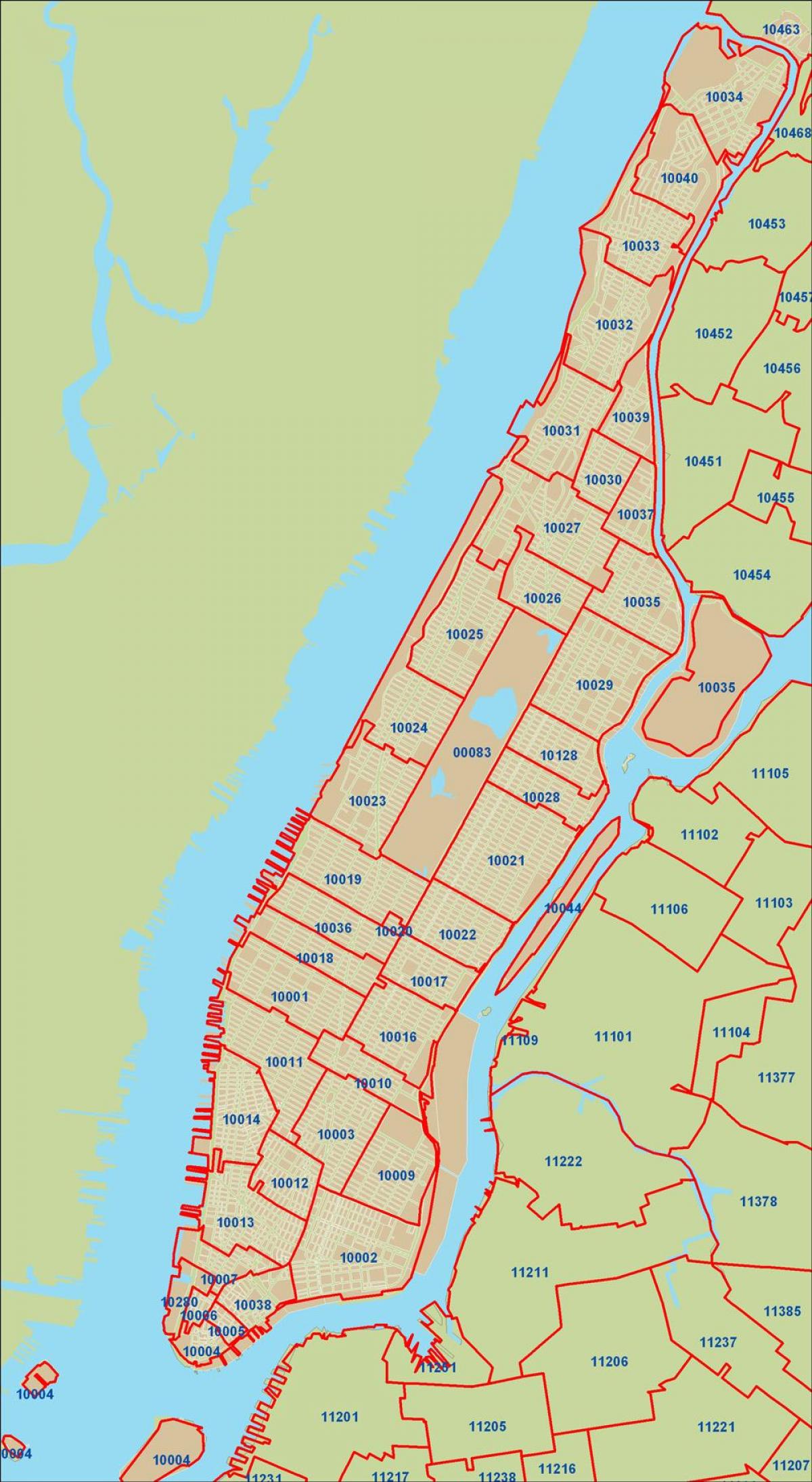 mapa Nowy Jork ZIP kod