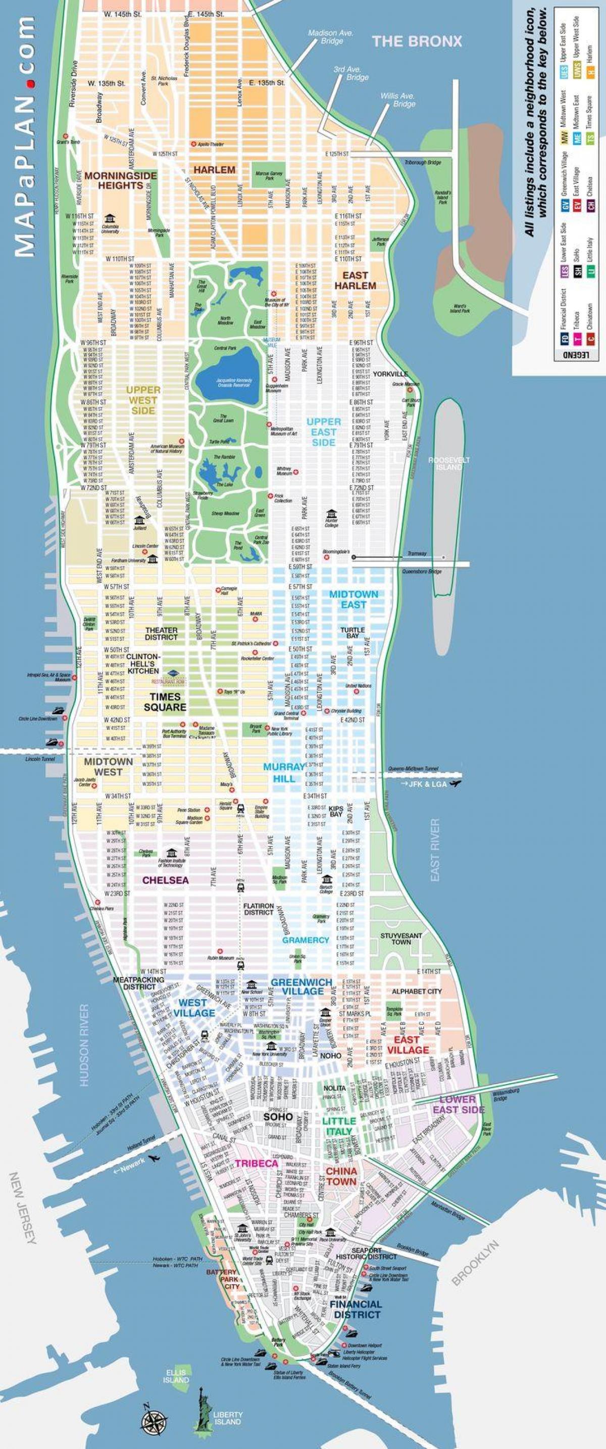 mapa Nowy Jork rejon ulic
