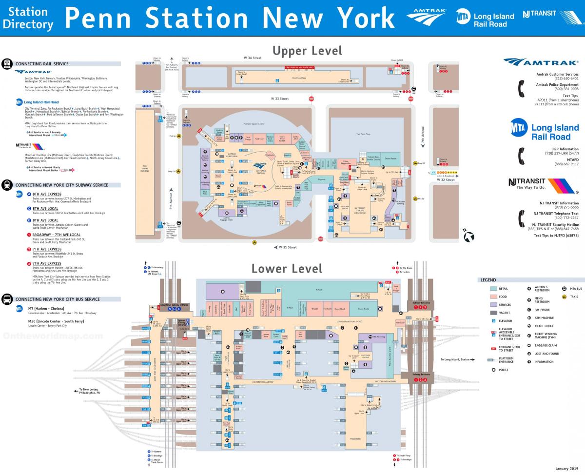 mapa dworca kolejowego Penn station w Nowym Jorku