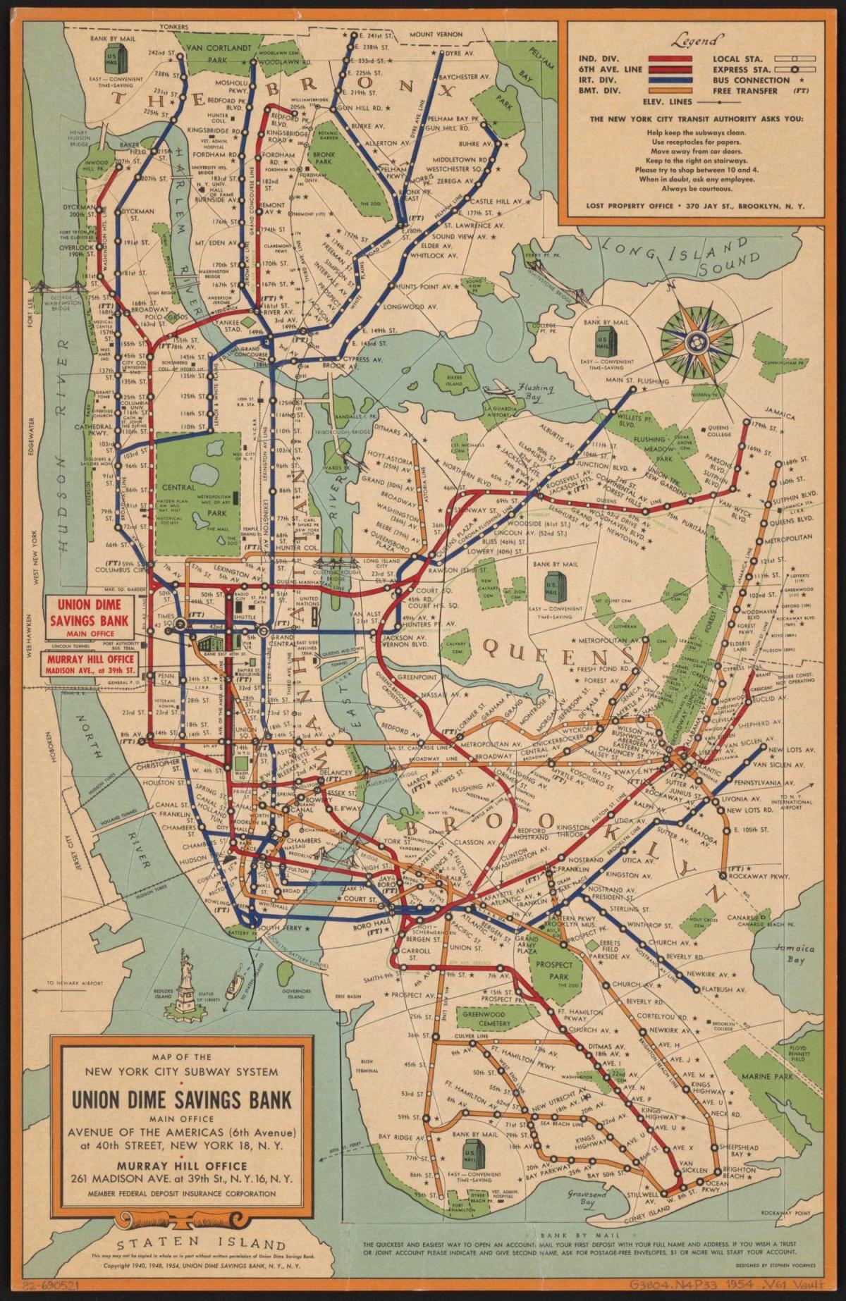stary Nowy Jork mapa metra