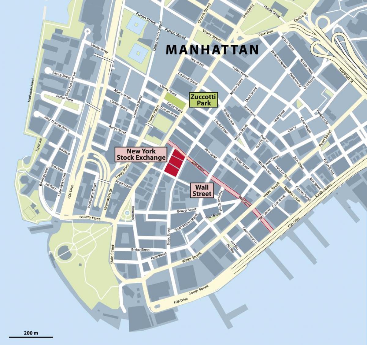 Wall street Nowy Jork mapa
