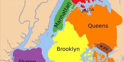 Mapę z pięciu dzielnic Nowego Jorku