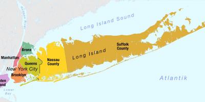 Mapa Nowy Jork, w tym Long Island