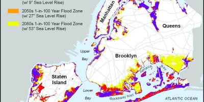 Wzrost poziomu morza mapa Nowy Jork